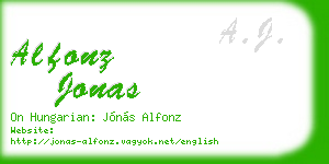 alfonz jonas business card